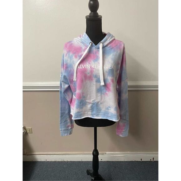 NWT Calvin Klein Tie Dye Cropped Hoodie- Medium - Picture 1 of 6